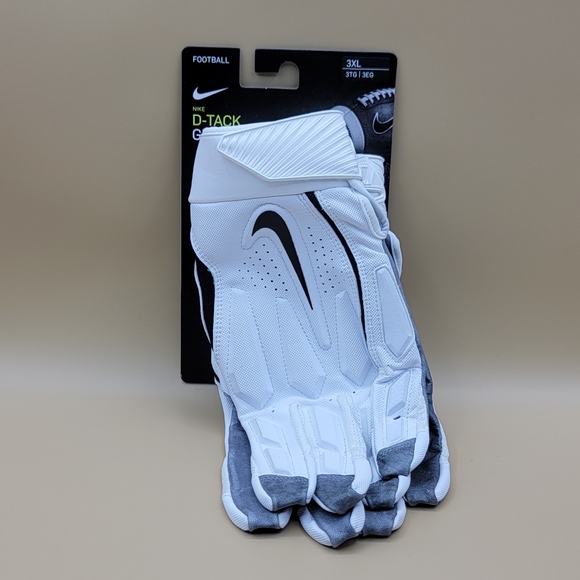 Nike D-Tack Lineman Padded Football Gloves Size 3XL White Black PG946 184 New